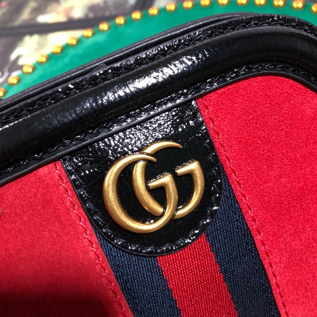 Gucci經典款女包 524620 古馳GUCCI新品REBELLE小號復古風格購物袋 古奇紅色磨砂皮手提包  gqy2908